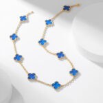 CLOVER 10 MOTIFS BLUE AGATE NECKLACE - Image 2