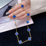 CLOVER 10 MOTIFS BLUE AGATE NECKLACE - Image 6