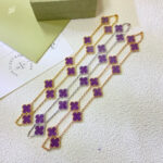 CLOVER 10 MOTIFS PURPLE VIOLET NECKLACE - Image 2