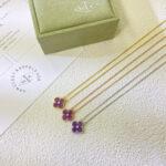 CLOVER 15MM DIAMOND PURPLE VIOLET NECKLACE - Image 5
