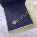 CLOVER 15MM DIAMOND PURPLE VIOLET NECKLACE - Image 2