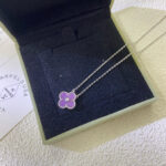 CLOVER 15MM DIAMOND PURPLE VIOLET NECKLACE - Image 3