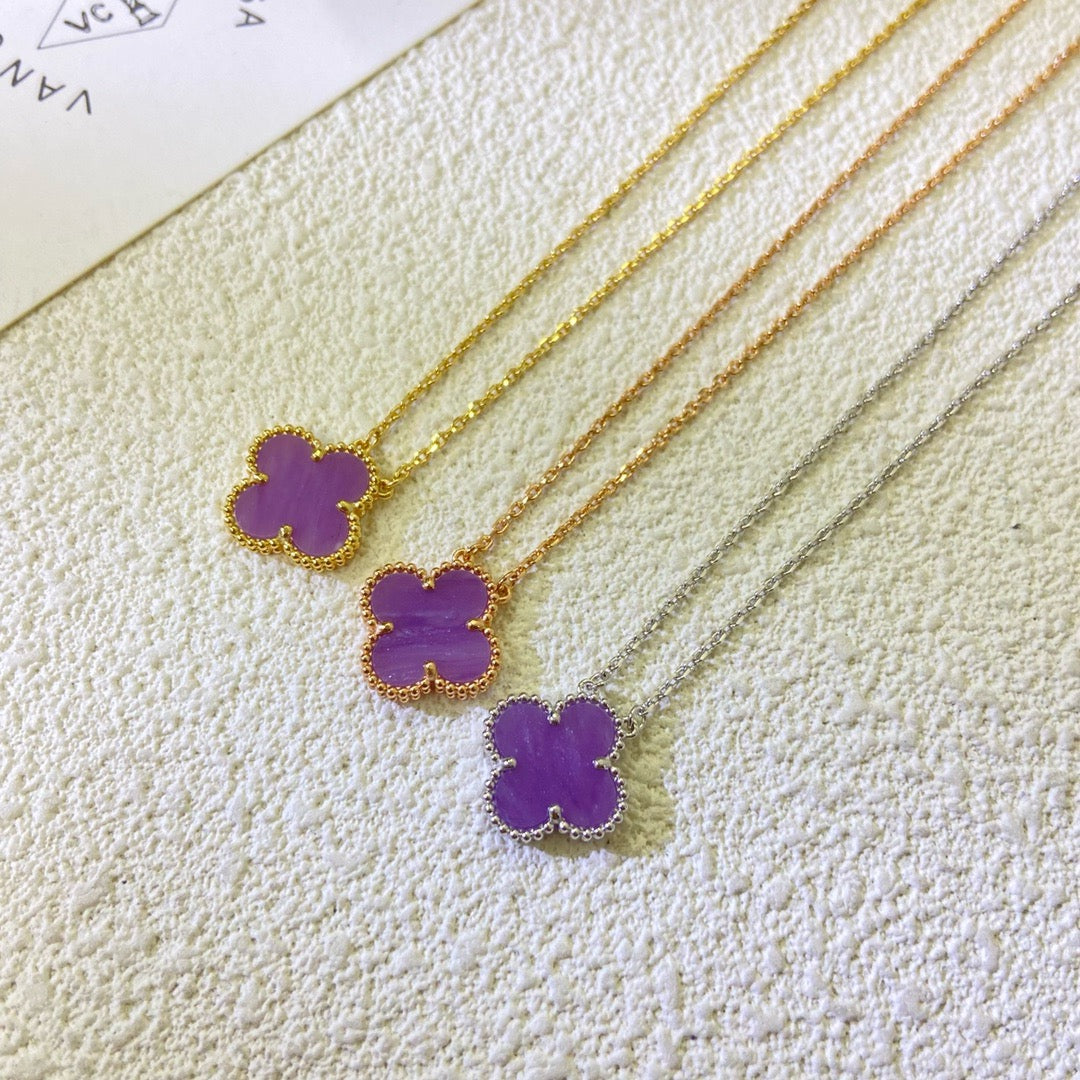 IMG_6212 CLOVER 15MM PURPLE VIOLET NECKLACE - Image 1