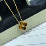 CLOVER 15MM DIAMOND AND YELLOW TIGER'S EYE AGATE necklace