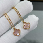 CLOVER 9.5MM PINK MOTHER OF PEARL SINGLE FLOWER NECKLACE - Image 4