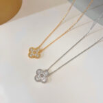 CLOVER 15MM DIAMOND SINGLE FLOWER NECKLACE - Image 3