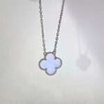 CLOVER 15MM BLUE CHALCEDONY NECKLACE SILVER - Image 6