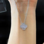 CLOVER 15MM BLUE CHALCEDONY NECKLACE SILVER - Image 5
