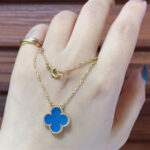 CLOVER 15MM BLUE AGATE NECKLACE - Image 7