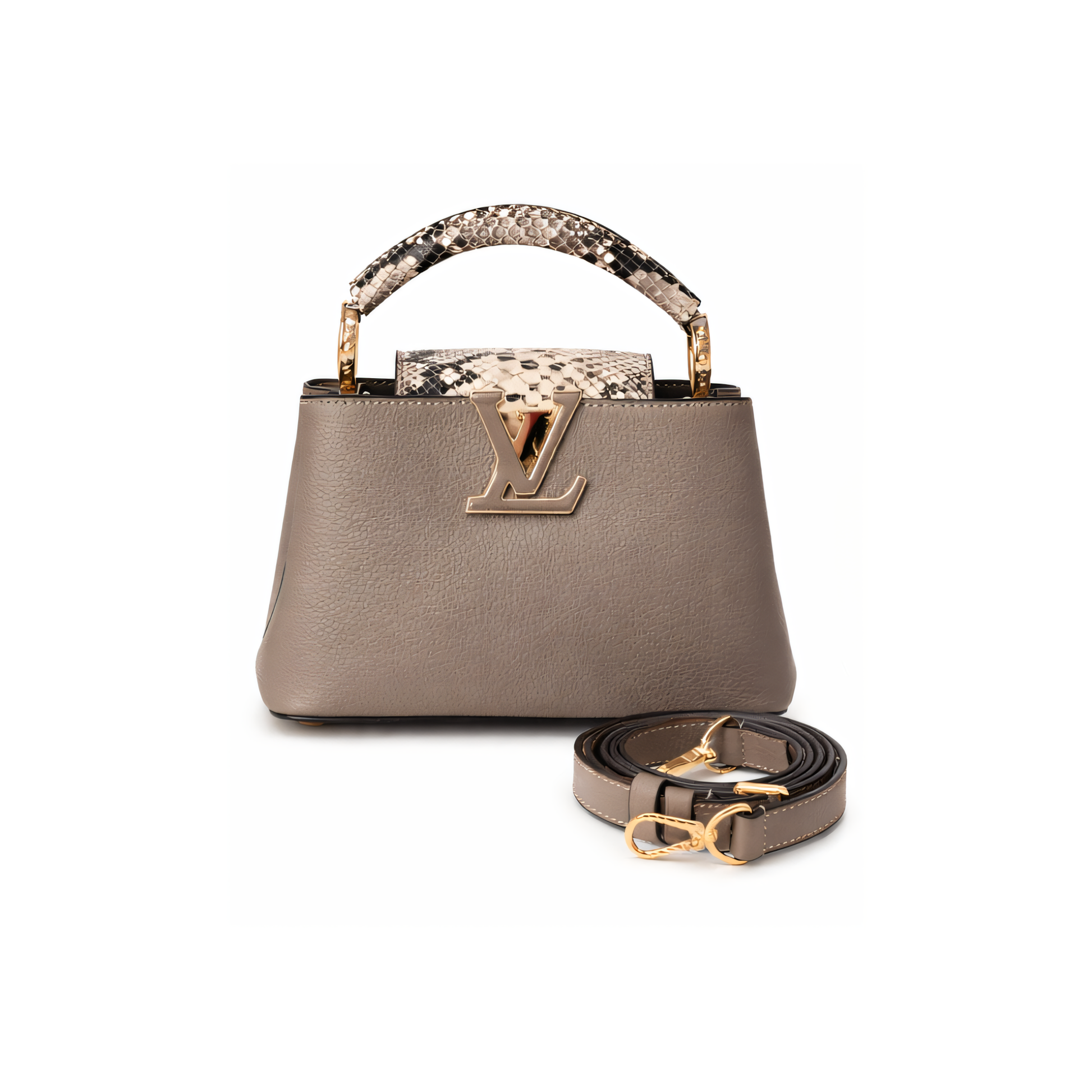 LouisVuitton-CapucinesPythonBag-DullBrown-1_5653e46e-3b38-40e5-9527-266c9d9efa05 L.ouis V.uitton Bag | Capucines Steeple Grey Python - Image 1