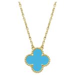 CLOVER 15MM VINTAGE TURQUOISE NECKLACE
