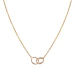 LOVE NECKLACE DOUBLE RING PINK GOLD