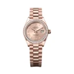 Rol.ex Watch | Datejust 28 Rose Dial Diamond Bezel