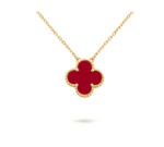 CLOVER 15MM CARNELIAN SINGLE FLOWER NECKLACE - Image 3