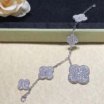 CLOVER 6 MOTIFS SILVER DIAMOND BRACELET - Image 3