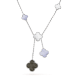CLOVER MOP CHALCEDONY NECKLACE SILVER 6 MOTIF - Image 3