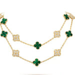 CLOVER 20 MOTIFS MALACHITE DIAMOND NECKLACE