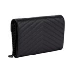 Saint Laurent | Cassandre Envelope Chain Crossbody Bag In Black Grain De Poudre Leather - Image 2