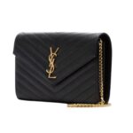 Saint Laurent | Cassandre Envelope Chain Crossbody Bag In Black Grain De Poudre Leather - Image 3