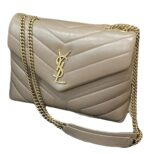Saint Laurent | Loulou Small Chain Bag In Taupe Or Beige Calfskin Leather - Image 2