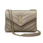 Saint Laurent | Loulou Small Chain Bag In Taupe Or Beige Calfskin Leather