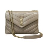 Saint Laurent | Loulou Small Chain Bag In Taupe Or Beige Calfskin Leather
