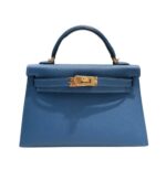 Her.mès | Mini Kelly 20 Sellier Handbag In A Deep Blue Hue With Gold Hardware
