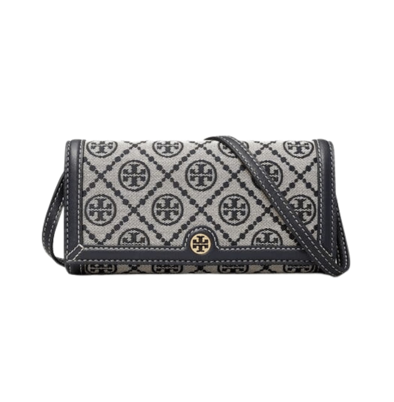 WhatsApp_Image_2025-11-25_at_8.20.00_PM_1 Tory Burch | T Monogram Jacquard Wallet Crossbody In The Color Tory Navy - Image 1