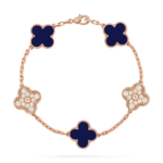CLOVER 5 MOTIF LAPIS LAZULI BRACELET COLLECTION - Rose, Diamond