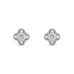 CLOVER 1 MOTIFS DIAMOND STUD EARRINGS SILVER - Image 7