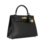 Her.mès Bag | Kelly 28 Sellier Handbag In Black Box Calfskin Leather With Gold Hardware. - Image 3