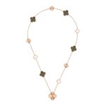 DETACHABLE CLOVER 15(11+4) FLOWER ROSE GOLD NECKLACE SET - Image 2