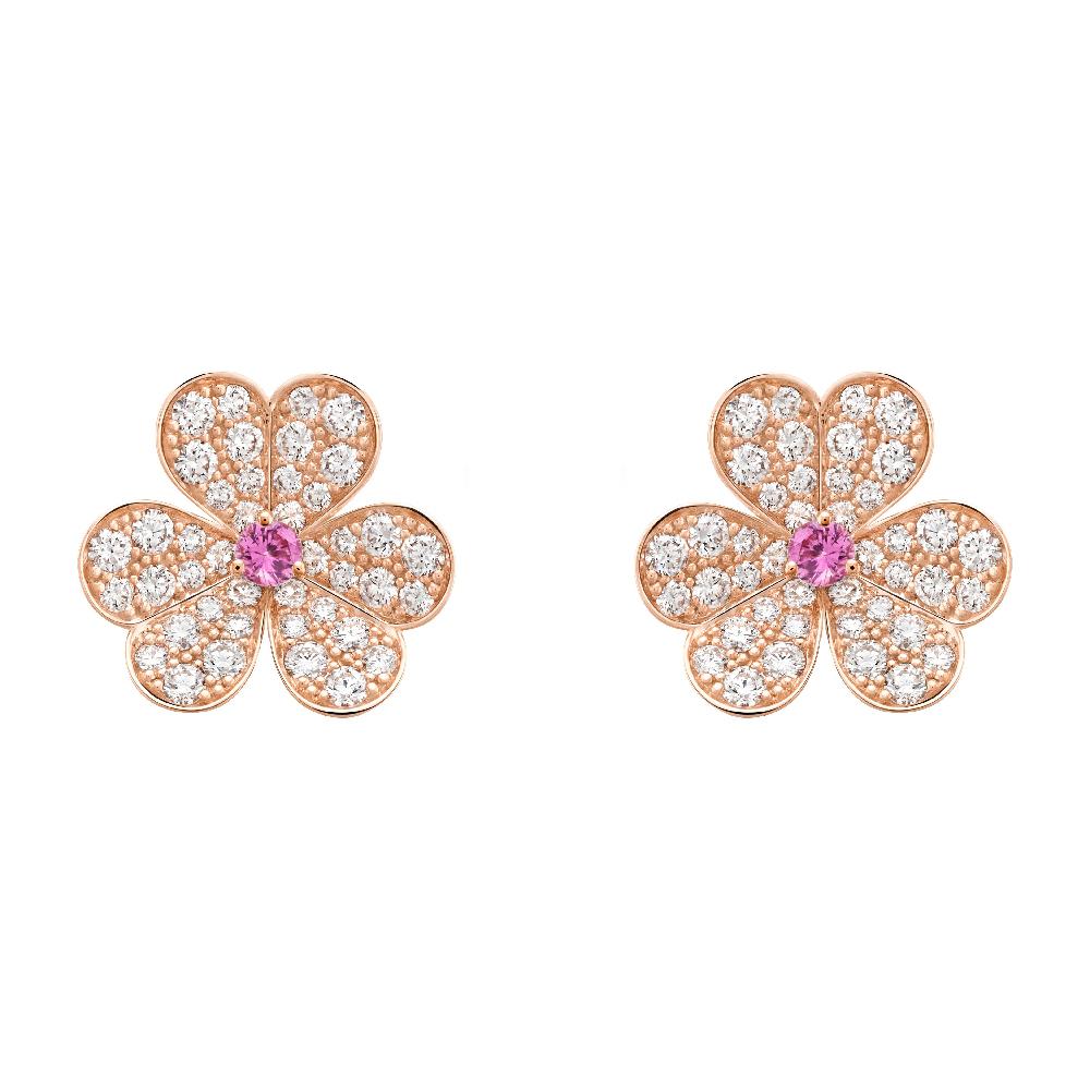 van-cleef-arpels-frivole-earrings-small-model-rose-gold-diamond-pink-sapphire-vcarp6l500-coral-1_03b034fe-40be-4bb1-902e-84796bd00a84 FRIVOLE PINK GOLD FLOWER DIAMOND EARRINGS - Image 1