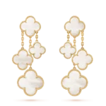 CLOVER EARRINGS WHITE MOP 4 MOTIFS GOLD