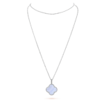 CLOVER SILVER CHALCEDONY BIG CLOVER NECKLACE - Image 3