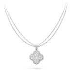 CLOVER 25MM SILVER FULL DIAMOND BIG CLOVER NECKLACE