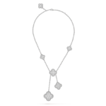 CLOVER 5 MOTIFS SILVER DIAMONDS NECKLACE - Image 2