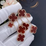 CLOVER EARRINGS CARNELIAN 4 MOTIFS PINK GOLD - Image 2
