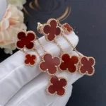 CLOVER EARRINGS CARNELIAN 4 MOTIFS PINK GOLD - Image 4
