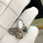 LARGE BUTTERFLY SILVER PENDANT DIAMOND NECKLACE - Image 3