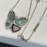 LARGE BUTTERFLY SILVER PENDANT DIAMOND NECKLACE - Image 2