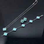 CLOVER 1 DIAMOND BLUE SKY SILVER EARRINGS - Image 2
