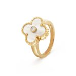 CLOVER PINK MOP RING GOLD DIAMOND