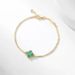 CLOVER BRACELET MALACHITE 1 MOTIF - Gold