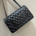 FLAP BAG 25CM SILVER HARDWARE BLACK LAMBSKIN - Image 13