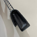 FLAP BAG 25CM SILVER HARDWARE BLACK LAMBSKIN - Image 5