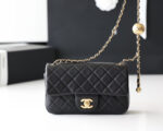 FLAP BAG 20CM GOLD HARDWARE BLACK LAMBSKIN - Image 2