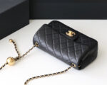 FLAP BAG 20CM GOLD HARDWARE BLACK LAMBSKIN - Image 11