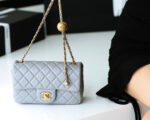 FLAP BAG 20CM GREY LAMBSKIN GOLD HARDWARE - Image 2