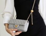 FLAP BAG 20CM GREY LAMBSKIN GOLD HARDWARE - Image 14